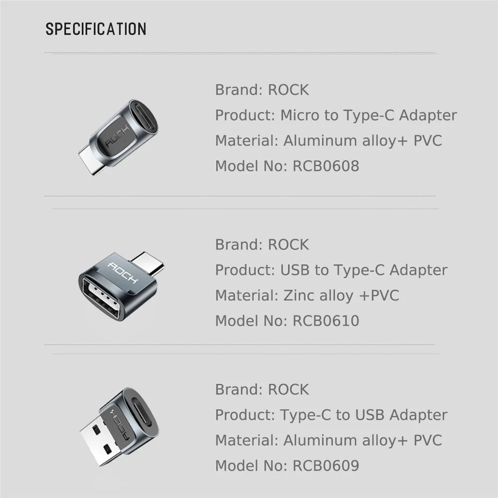 Rock usb c адаптер для iPhone 7 8 samsung huawei xiaomi usb адаптер для lightning к micro usb type c адаптер конвертер зарядка