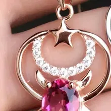 Натуральный розовый камень топаз кулон S925 серебро Природный камень кулон Цепочки и ожерелья модный элегантный милый носорога женщин девушки ювелирные изделия