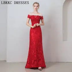 Красное Кружевное платье для выпускного вечера es Mermaid Gala Jurken Бисероплетение vestido de festa с коротким рукавом длинное платье для выпускного