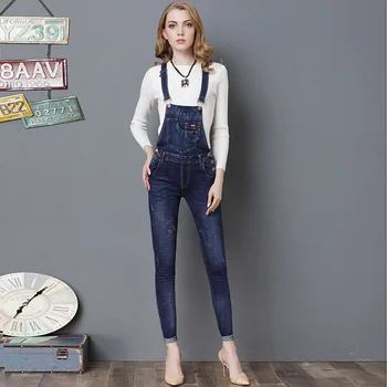 

Cowboy Bib Pants Adjustable Suspender Trousers Women Jeans