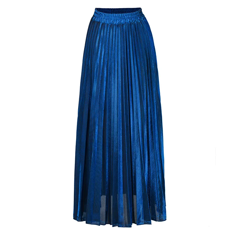 metallic pleated maxi skirt