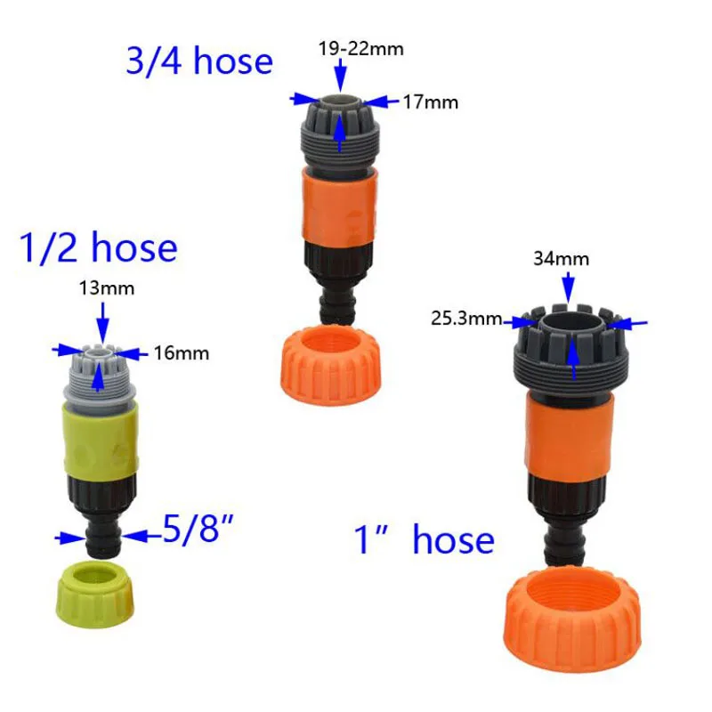 5/8 до 1/2 3/4 1 дюймовый для садового шланга быстрый соединитель Быстрый фитинг адаптер Телескопический соединитель 16 мм 20 мм шланг 1 шт