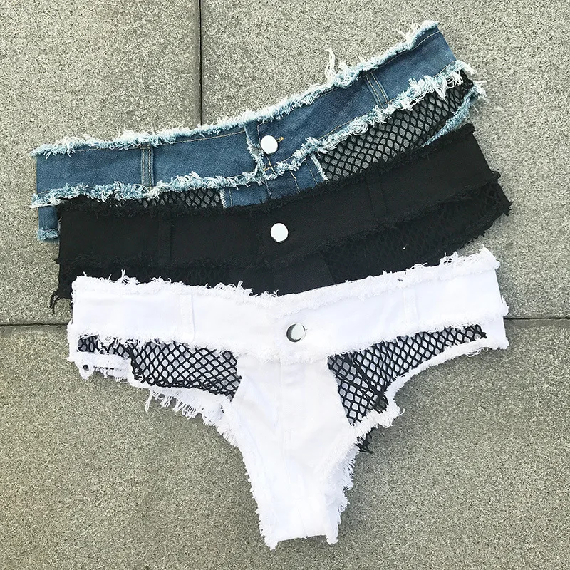Микро Бикини Мини Короткие пикантные Клубные пляжные Джинсовые шорты белый 2018 летние шорты Femme стринги с низкой талией Джинсы для женщин