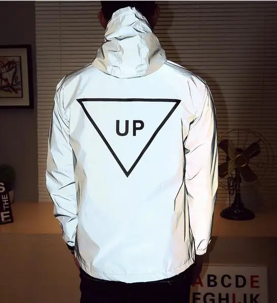 

2019 3M Reflective Jacket Men women Skateboard Triangle Windbreaker Waterproof coat Waterproof Outerwear