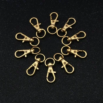 

10 Pcs/Pack 32mm New Fashion Portable Lobster Clasp Silver Gold Swivel Lobster Clasp Clips Hook Split Handbags Accessories