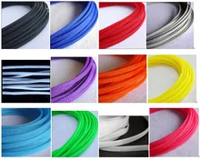 Lote de 3mm 4mm 6mm 8mm 10mm 12mm 16mm, plana, 10m/1 mangas para animais de estimação, fio expansível trançado para cabos preto vermelho, azul, verde