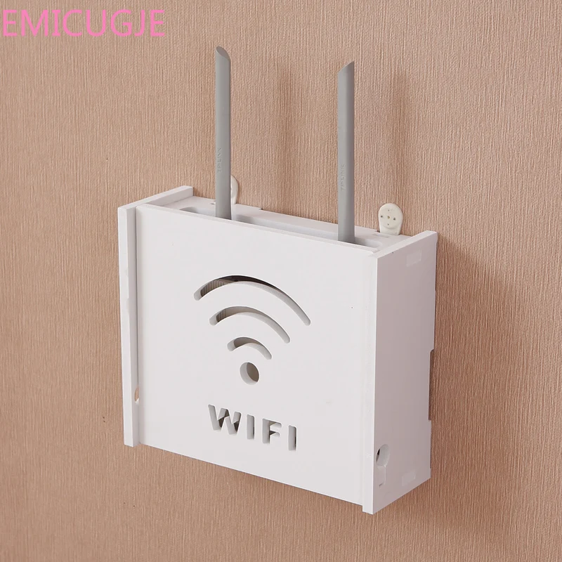 Wireless Wifi font b Router b font Box PVC Wall Shelf Hanging Plug Board Bracket Storage
