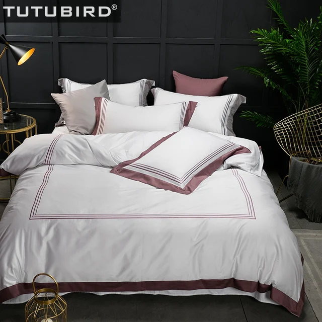 Tutubird Luxury Egyptian Cotton Duvet Covers Hotel Solid White