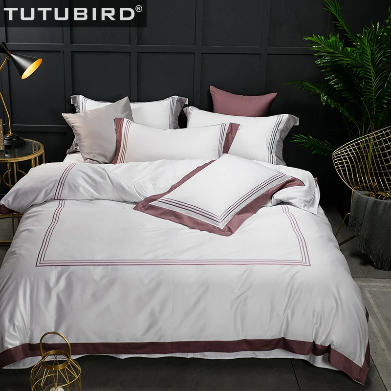 TUTUBIRD роскошный Египетский хлопок пододеяльники отель твердый белое постельное