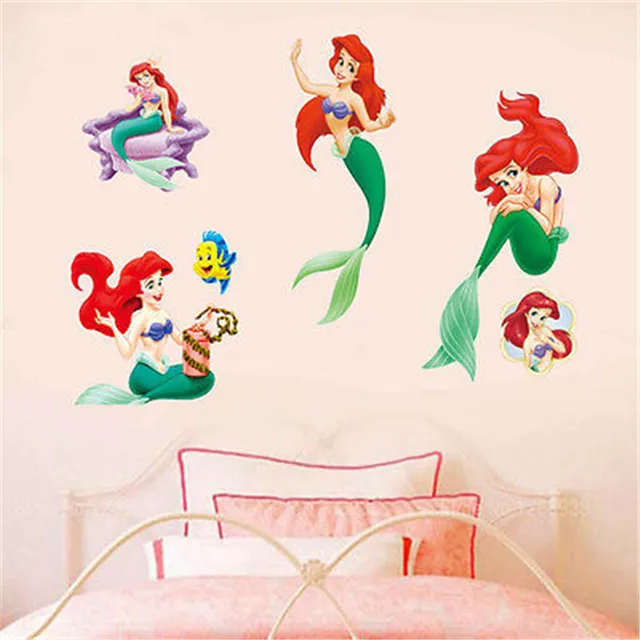 the little mermaid art vinyl wall stickers wall decal mural girls
