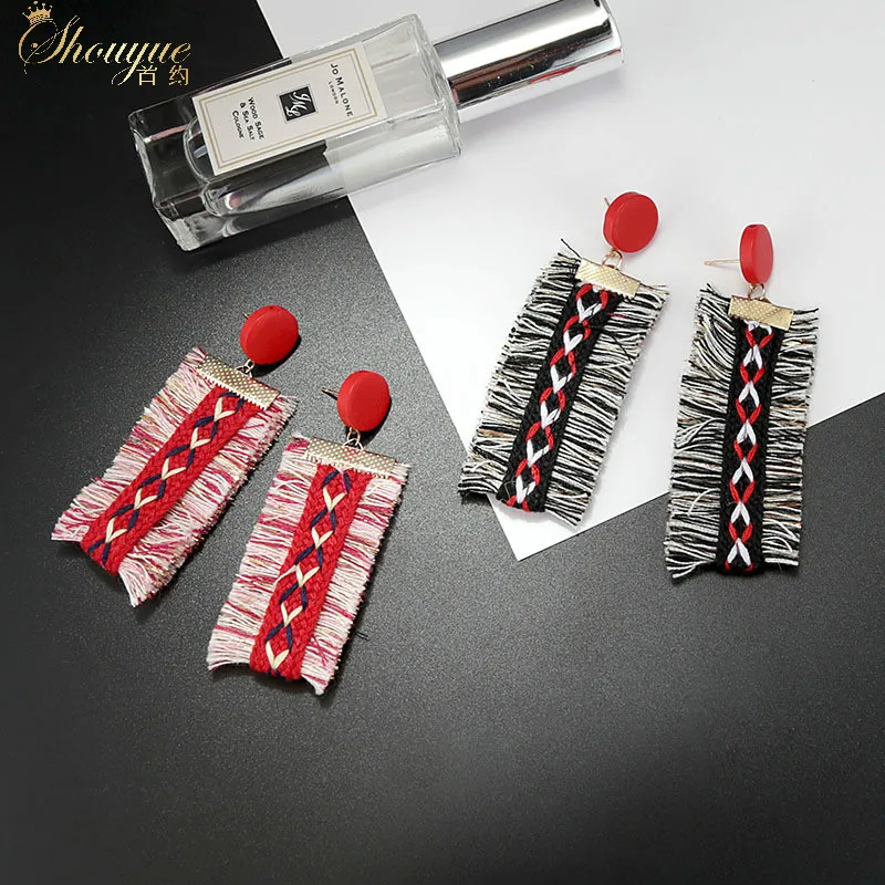 

Retro Wild Exaggerated Bohemia Tassel Pendant Earrings Female Personality Network Red Long Drop Earring Sweet Temperament