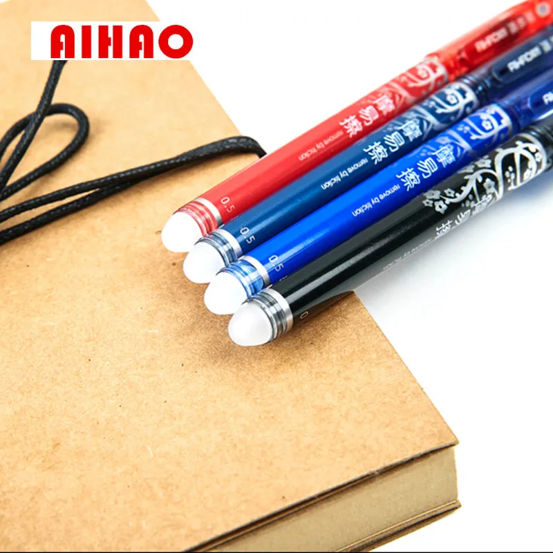 12 шт./лот Aihao 4370 стираемая ручка унисекс 0,5 мм ручка Волшебная стираемая ручка гелевая ручка, канцелярские принадлежности для офиса и школы