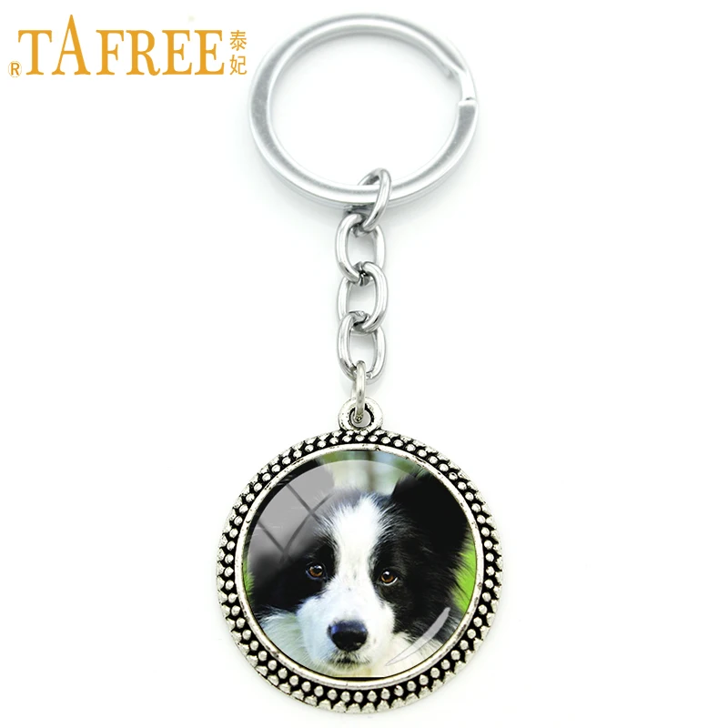 

TAFREE Smart Dog Key Chain German shepherd Beagle Border terrier dalmation Keychain fashion Glass Stock Vector jewelry DG5