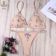 Sexy Sequin Bikini Set With Crystal Female Pink Push Up Swimwear Women’s String Swimsuit Bathing Suit Swim Biquini Thong