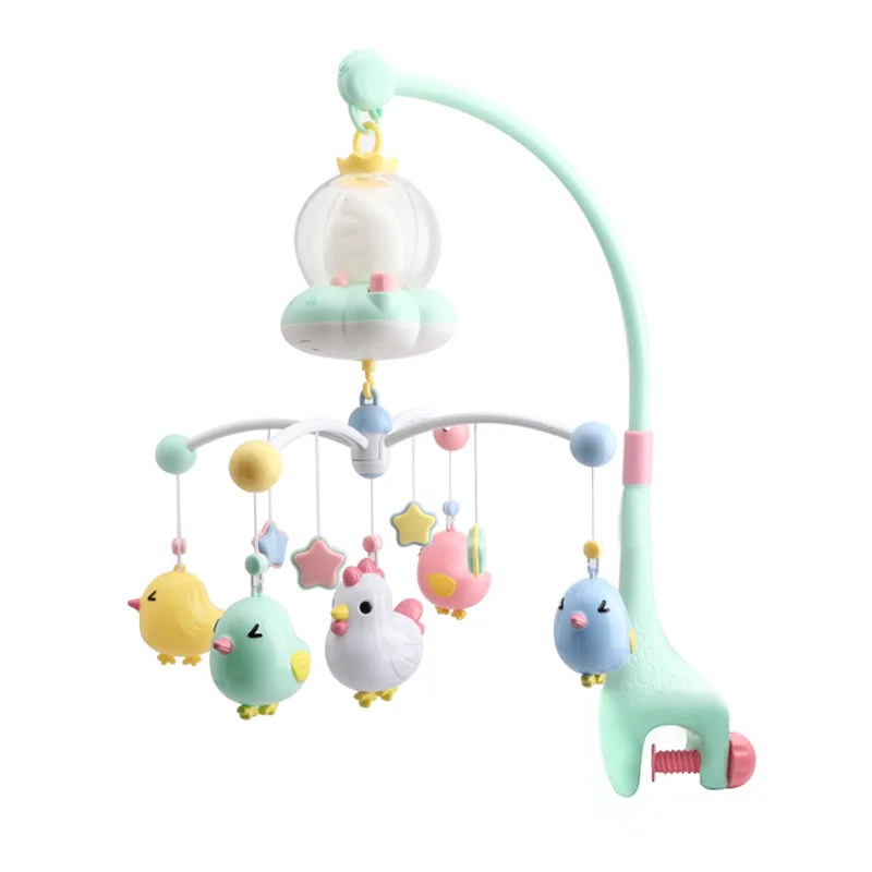 Rotation Baby Bed bell Toy Rattles Projection Crib Mobile Musical Bed Bell Rattles Early Learning Newborn Toys 0-12 Months - Цвет: green