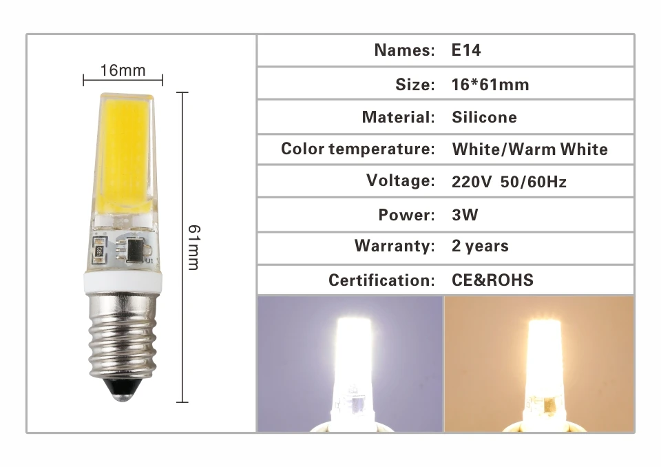 Светодиодный светильник LATTUSO 10 шт., 220 В, 3 Вт, с регулируемой яркостью, E14, COB 2508, светодиодный светильник, 360 Угол луча, люстра, светильник s, заменяет галогенные лампы E14