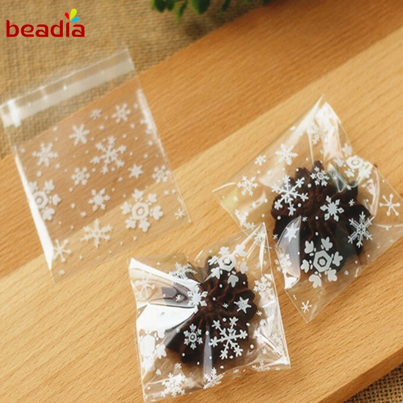 Buy 50 Clear Christmas Snowflake Cookie Bag,Plastic Cellophane Self Adhesive
