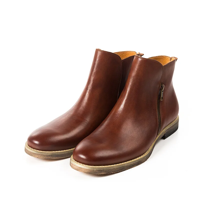 marrom cinza Ankle Coffee Botas Escuro Zipper Produto Borracha Chelsea Zapatos Mycoron De Boots Moda Conforto Casual Homens Impermeáveis Hombre Luxo Marrom H7wgU1
