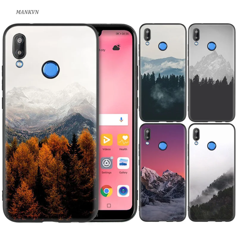 

Silicone Case Cover for Huawei P20 P10 P9 P8 Lite Pro 2017 P Smart+ 2019 Nova 3i 3E Phone Cases Mountain Peak Forest