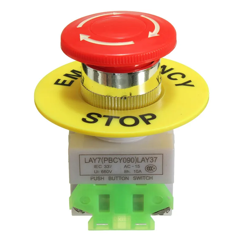 

Red Mushroom Cap 1NO 1NC DPST Emergency Stop Push Button Switch AC 660V 10A