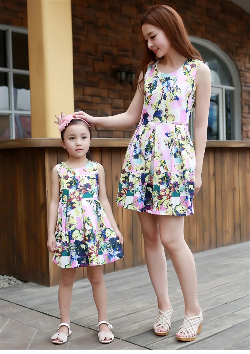 Madre hija rosa vestidos túnica mamá niños socios look otoño vestido nuevo