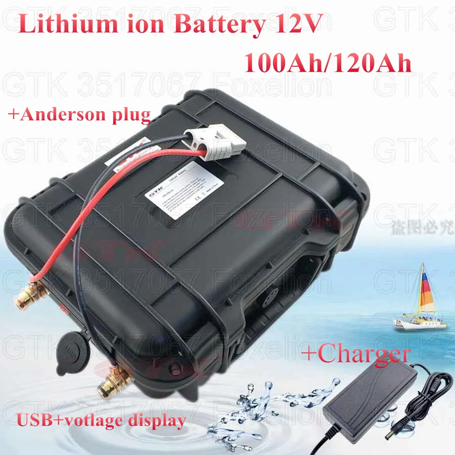 

li-ion 12v 100ah 120ah lithium battery pack for Golf Cart RV/ Marine/ UPS/ Portable Backup Power Solar Power suitcase 6A charger