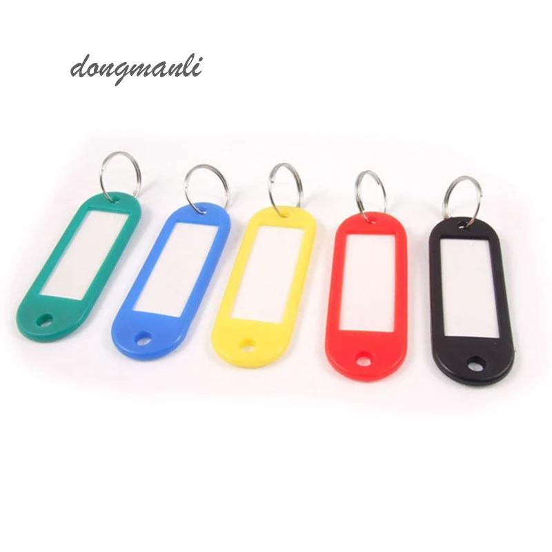 

100pcs/pack hotel Plastic Key Ring ID Tags Name Card Label name Language Fob Split Keychain