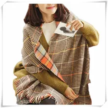 Sali 2017 Newly Design Fashion Women s Two Sided Tartan Scarf Shawl Stole Plaid Tassels Knitting