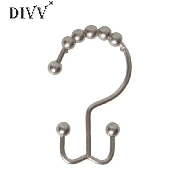 Bathroom Shower Curtain Rings Hooks Metal Double Glide Bathroom Shower Curtain Rings Hooks Metal Double Glide Towel Clothinghook Ring Roller Brushed Nickel