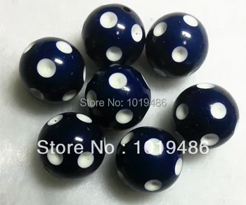 

100PCS/Lot Navy blue Color 20MM Acrylic Polka Dot Beads, Acrylic Round Chunky Beads for Chunky Necklace Jewelry