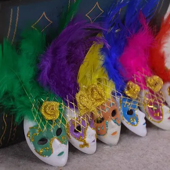 

Creative Venice Princess Feather Mini Mask Fridge Magnet Table Ornaments Wall Stickers Crafts Home Decoration Party Favor