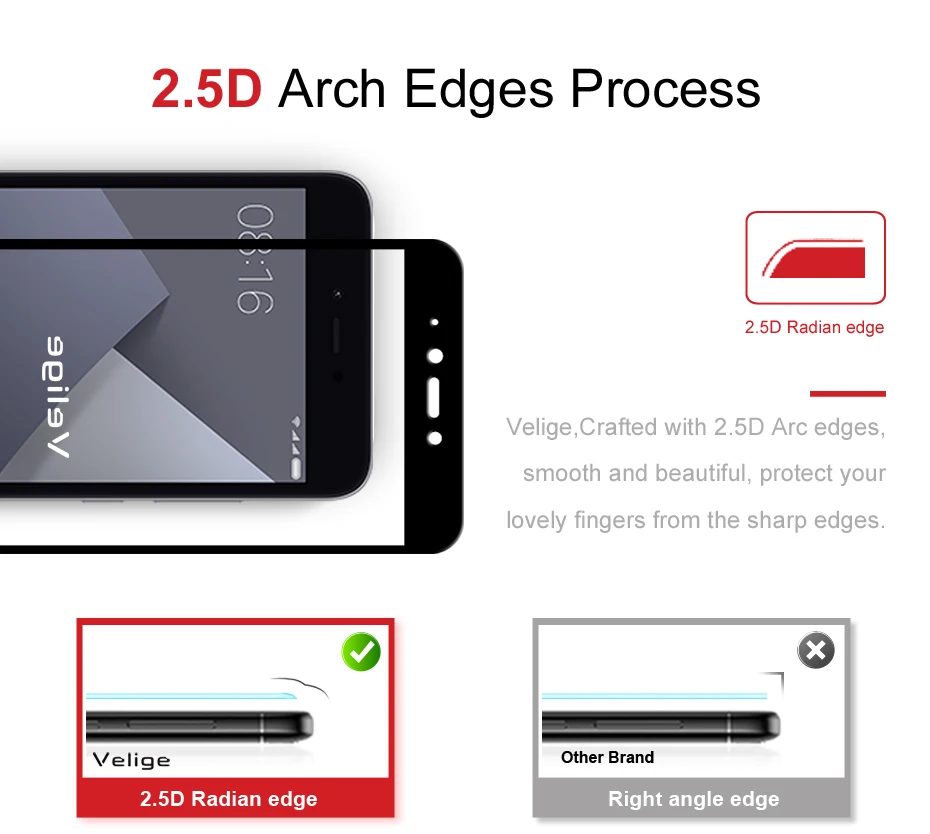 2 Pack Velige Full Cover Tempered Glass Screen Protector For Xiaomi Redmi Note 5A Xiomi Redmi Note5A Real 2.5D Glass Flim (8)