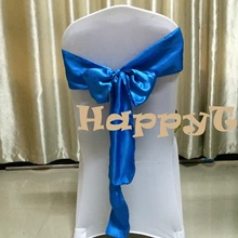 200 шт/партия лазурные Свадебные украшения атласный стул с обивкой пояса для банкета лента на стул, свадебные аксессуары стул пояса