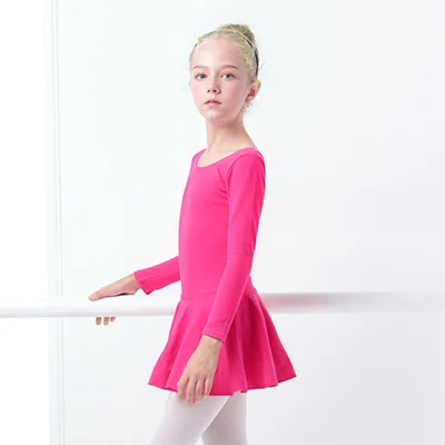 Хлопковое платье для балета для маленьких девочек, детская одежда для балета, Одежда для танцев, тренировочная Одежда для танцев - Цвет: Hot Pink