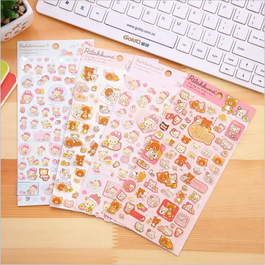 ЯПОНИЯ Sanrio Rilakkuma мультфильм золотые наклейки с бронзированием дневник фото