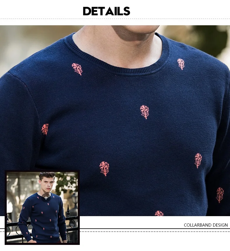 AIRGRACIAS осенний модный брендовый Повседневный свитер с круглым вырезом Креативный цветочный узор тонкие шерстяные мужские свитера мужские пуловеры