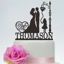 Жених и невеста с маленькой девочкой, заказной торт Топпер Mr и Mrs свадебный торт Топпер, топпер для торта в форме сердца, семейный торт Топпер