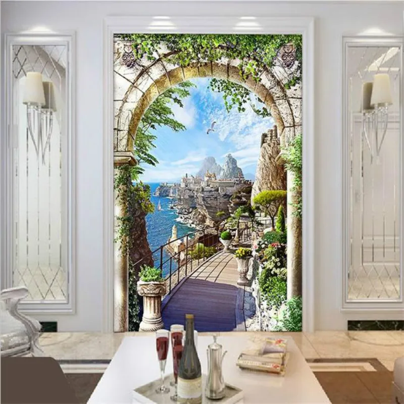 Online Kustom Kontinental Entrance Archway Landscape Online Kustom Kontinental Entrance Archway Landscape Pantai Mural Wallpaper Background Ruang Tamu Lorong Aliexpress Mobile