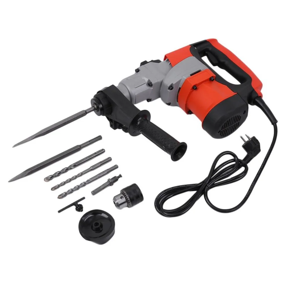 

2018 New Electric Triple-Purpose High Power Hammer Kit Concrete Breaker Wall Demolishing Drilling 2 Chisels 3 Drills