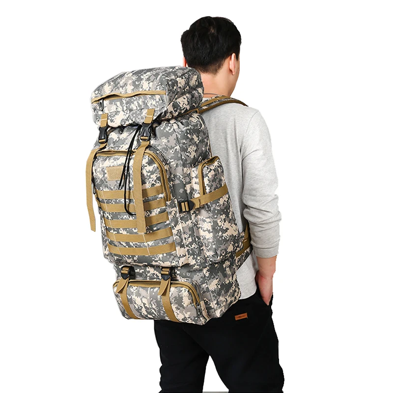 

80L Waterproof Climbing Hiking Military Tactical Backpack Bag Camping Mountaineering Outdoor Sport Molle 3P Bag
