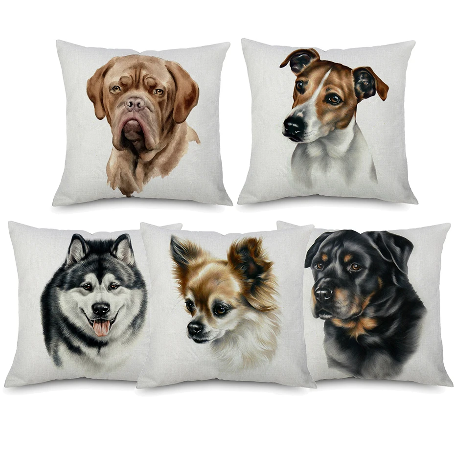 

Jack Russell Terrier Cushion Covers Dogue de Bordeaux Famous Dog Pillow Cover Beige Linen Pillow Case Bedroom Sofa Decoration