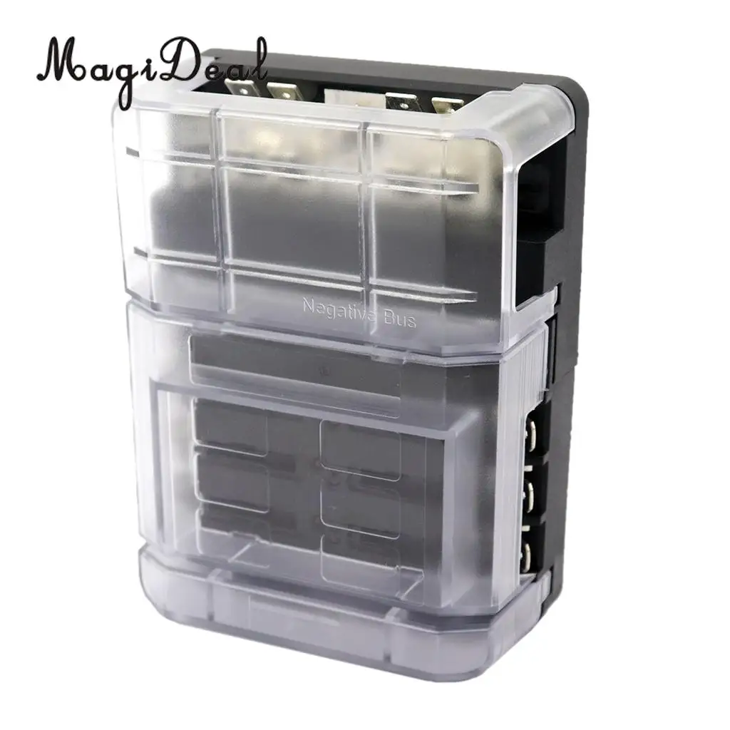 MagiDeal Boat Automotive 6 Way Modular Terminal Blade Fuse Box with LED Indication Yacht  Dinghy Replaccement Parts Accessories
