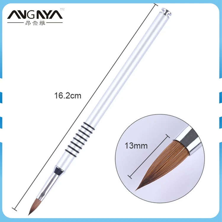 

ANGNYA 1pc Nail Art Brush 13mm Nail Painted Pen 6# Metal Rod Flower Carved Brush Pen UV Gel Manicure Polish Nails Brush Tools