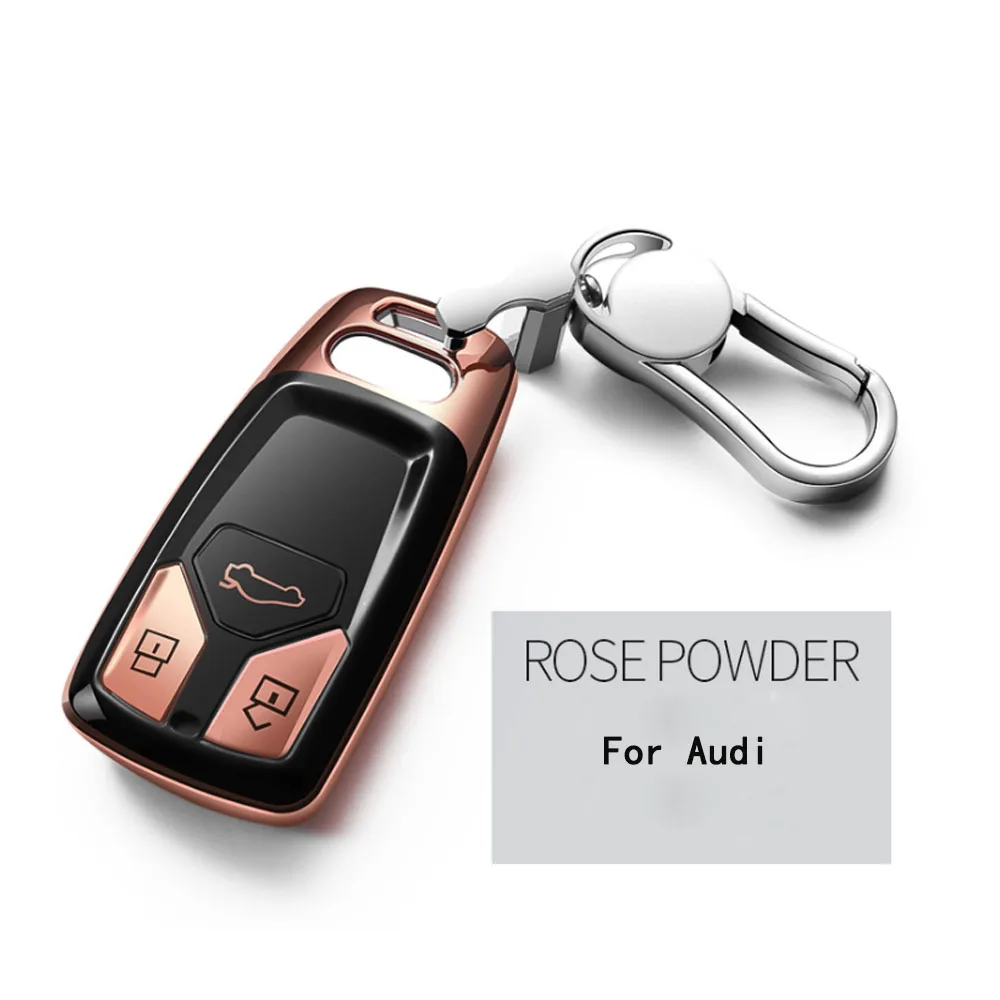Pink Metal Buckle Мягкий чехол из ТПУ с ключи чехол для ключей для автомобиля AUDI A4 B9 Q5 Q7 TT TTS 8 S автомобиль smart Автомобильная сигнализация с дистанционным управлением - Название цвета: Pink Metal Buckle