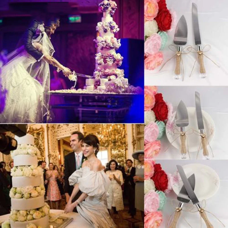 Romantic love just married Stainless Steel Cake Knife Server Set Cake Shovel Rustic wedding Bridal Shower party gift Decoration