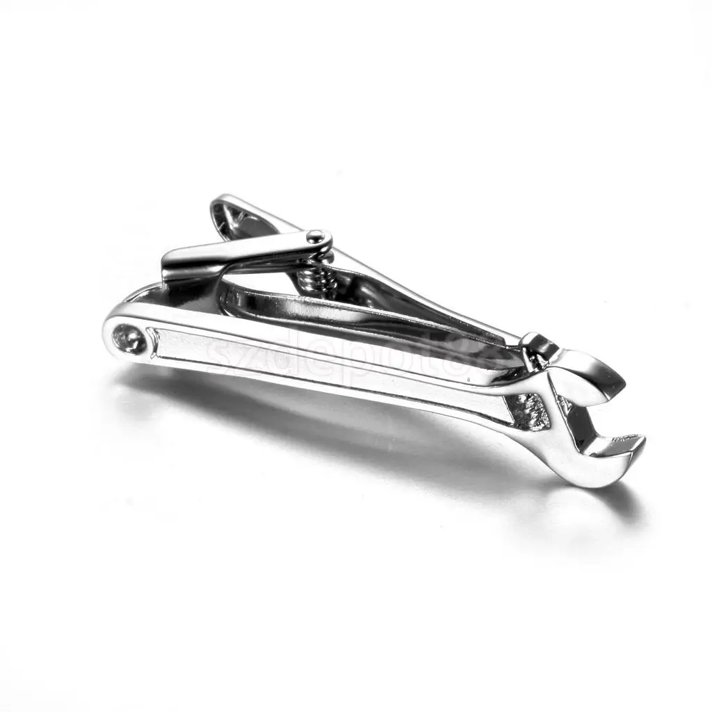 Novelty Fashion Wrench Shape Metal Tie Clip Holder Clasp Mens Bar Pin