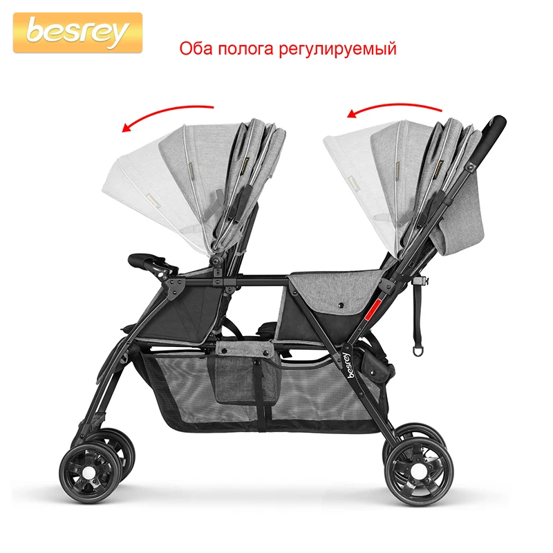 Besrey 2019 детская коляска для близнецов складная новорожденных большая малышей