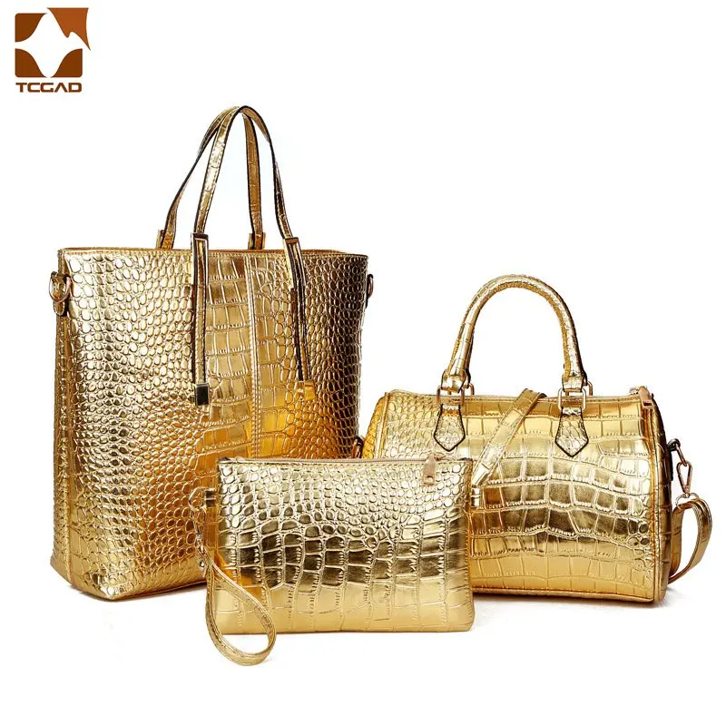 

Women Fashion three piece Shoulder Bags Ladies Vintage Totes Alligator PU Leather Handbags Zipper Picture Package Big Messenger
