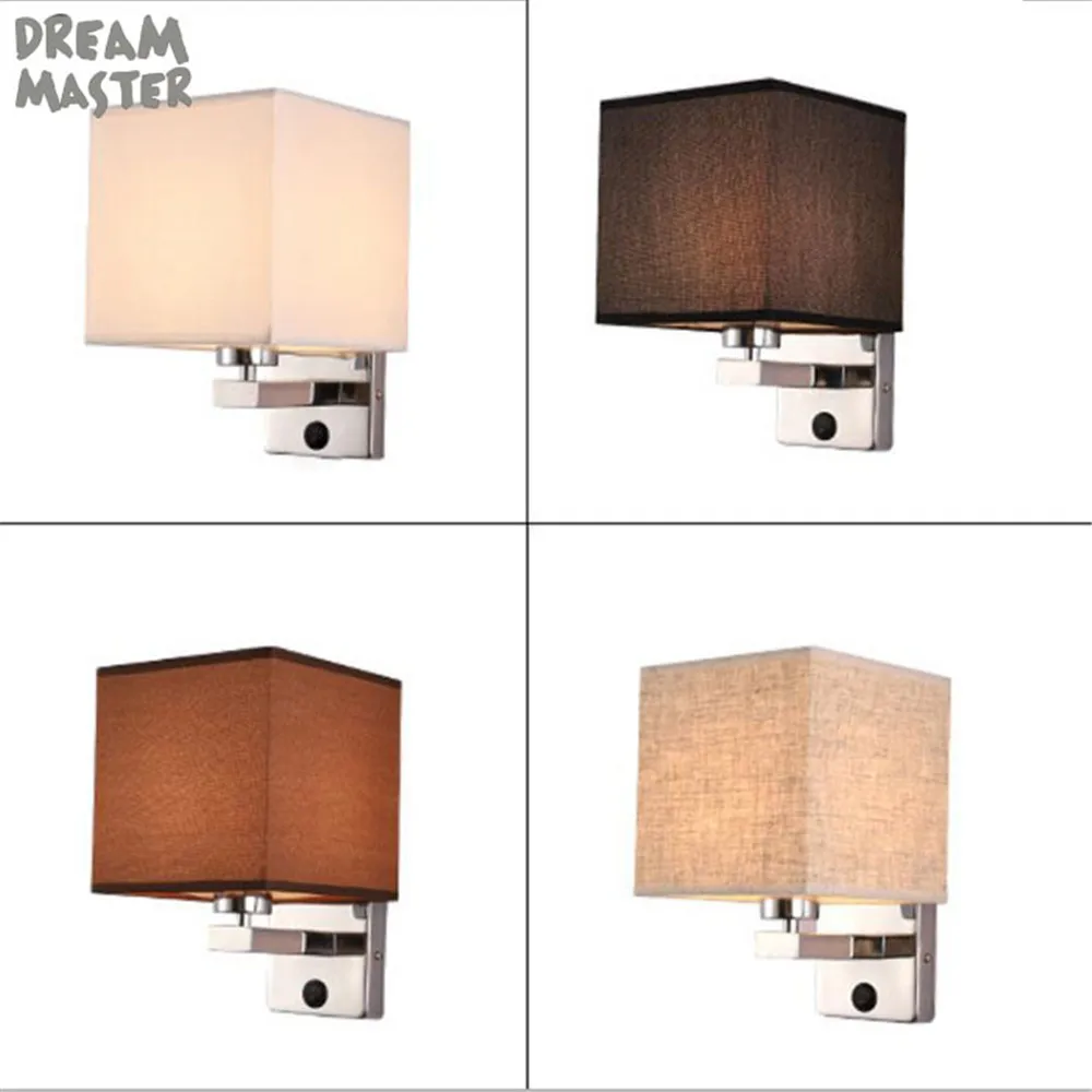 5W Fabric led wall lights bedside wall lamp black white wall sconce modern wall light for bedroom Nordic E27 85-285V cloth shade