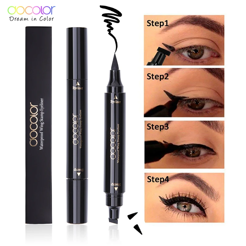 

Docolor 1Pcs Double-Headed Seal Black Eyeliner Triangle Seal Eyeliner 2-in-1 Waterproof Eyes Makeup Eyeliner Eye Pencil Stamp